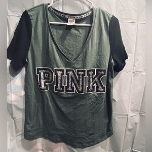 PINK Victoria's Secret Forest Green Tee - Large